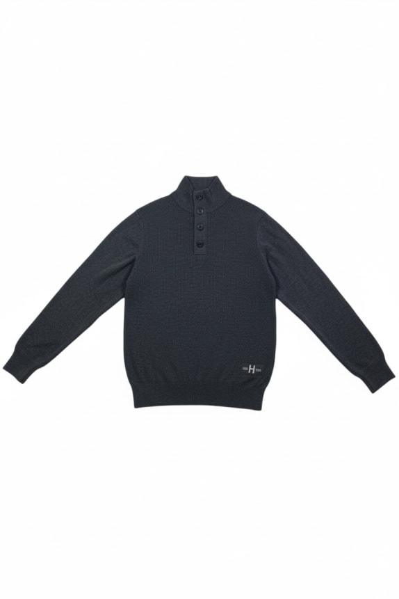 TOMMY HILFIGER MAGLIA IN MAGLIA CON BOTTONI SUL COLLO GRIGIA DA UOMO S