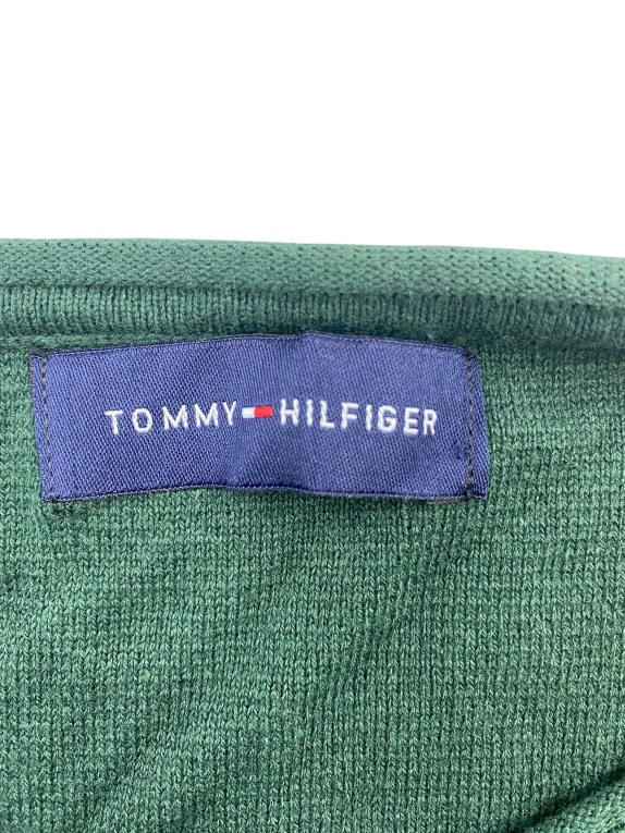 Tommy Hilfiger Πλεκτή Μπλούζα Ριγέ Casual Logo Πράσινο Ανδρική 3XL