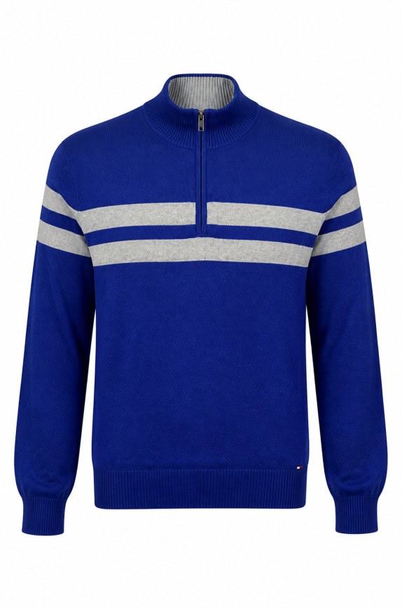 TOMMY HILFIGER MAGLIA ZIP A RIGHE BLU UOMO PRE OWNED XL