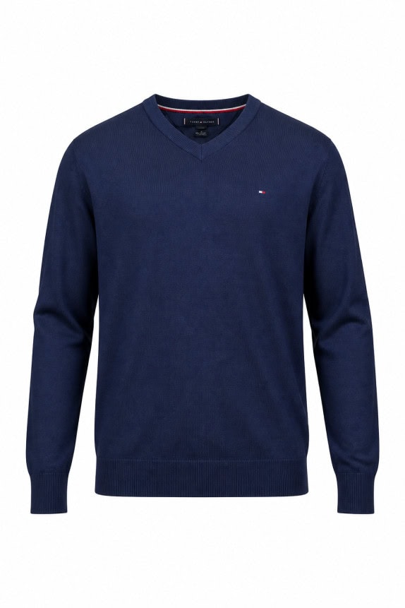 TOMMY HILFIGER ΠΛΕΚΤΟ ΠΟΥΛΟΒΕΡ MINIMAL ΜΠΛΕ ΑΝΤΡΙΚΟ PRE OWNED XL