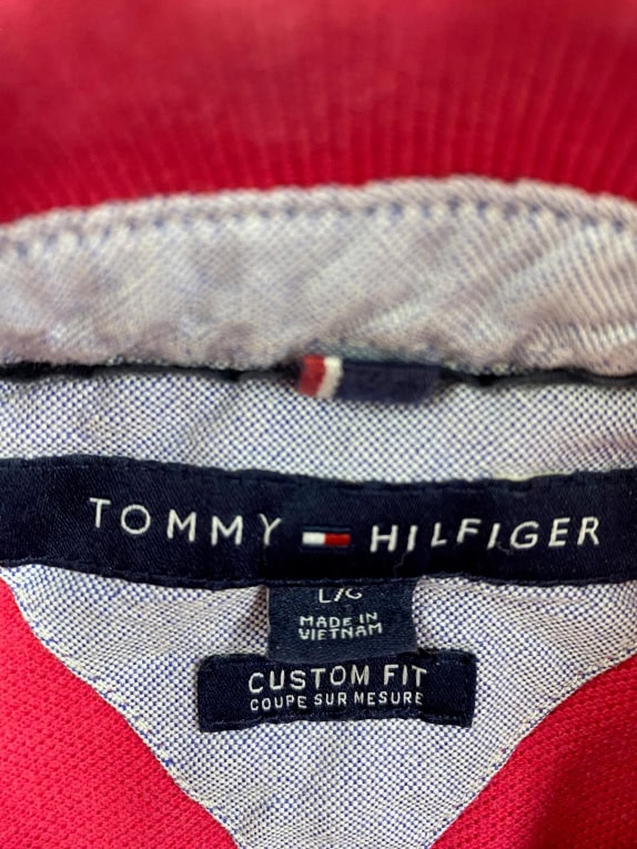 TOMMY HILFIGER Polo Shirt Casual Logo Red Men’s L