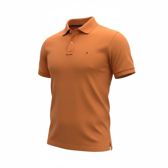 TOMMY HILFIGER Polo Shirt Casual Logo Orange Men’s M
