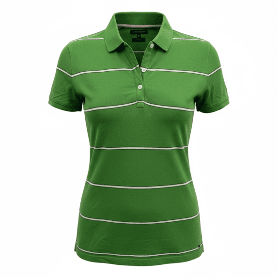 Tommy Hilfiger Striped Polo Shirt Slim Fit Green Women’s S