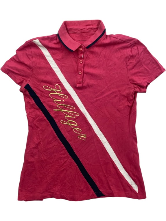 Tommy Hilfiger Polo Μπλούζα Signature Logo Ροζ Γυναικεία XS