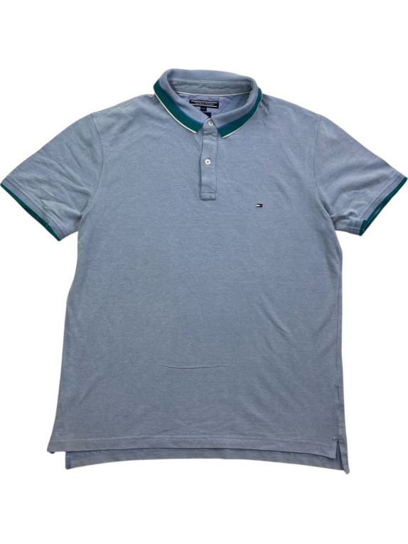 TOMMY HILFIGER POLO ΜΠΛΟΥΖΑ SLIM FIT LOGO ΓΑΛΑΖΙΟ ΑΝΔΡΙΚΟ XXL
