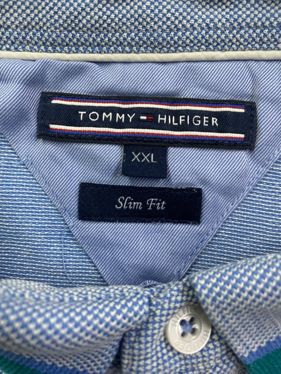 TOMMY HILFIGER POLO ΜΠΛΟΥΖΑ SLIM FIT LOGO ΓΑΛΑΖΙΟ ΑΝΔΡΙΚΟ XXL