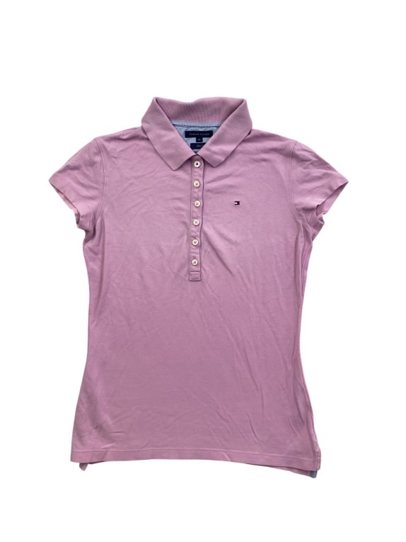 TOMMY HILFIGER Polo Μπλούζα Slim Fit Logo Ροζ Γυναικείο XS