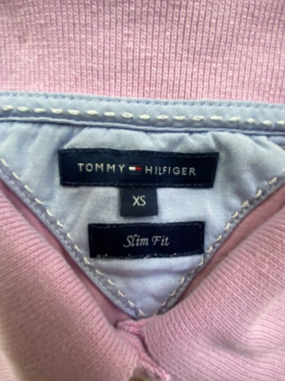 TOMMY HILFIGER Polo Μπλούζα Slim Fit Logo Ροζ Γυναικείο XS