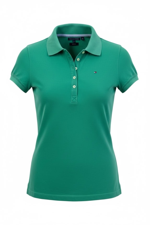 TOMMY HILFIGER Polo Shirt Slim Fit Green Women’s XS