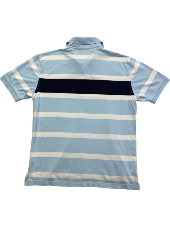 TOMMY HILFIGER Striped Polo Shirt Classic Logo Light Blue Men's L