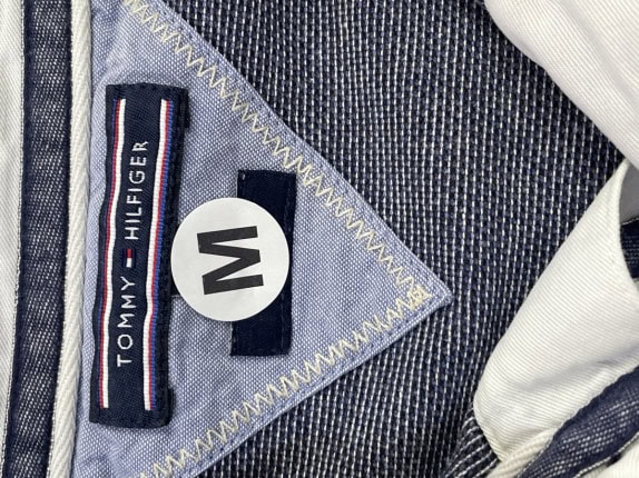 TOMMY HILFIGER POLO SHIRT CLASSIC BLUE MEN PRE OWNED M