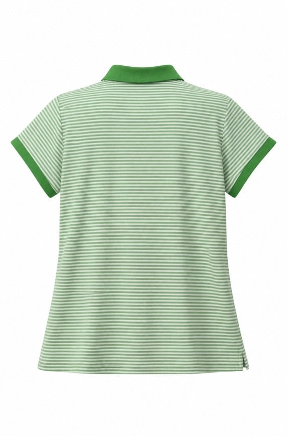 TOMMY HILFIGER POLO SHIRT STRIPED GREEN WOMEN PRE OWNED M