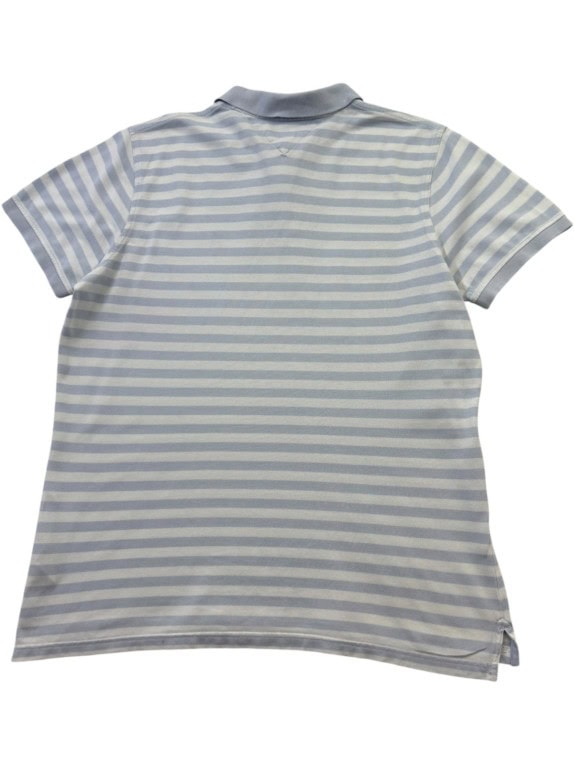 TOMMY HILFIGER POLO SHIRT STRIPED LIGHT BLUE AND WHITE MALE PRE OWNED L