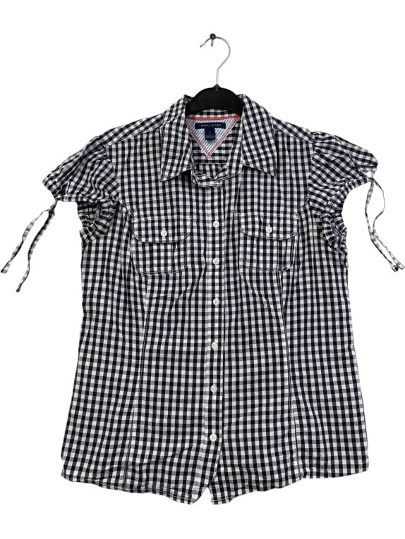 TOMMY HILFIGER Gingham Check Shirt Blue WOMEN'S M