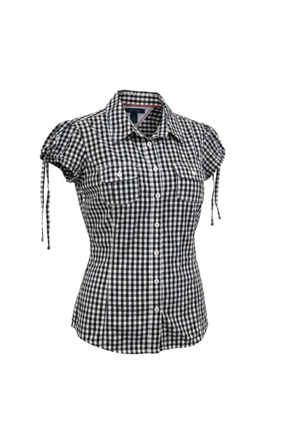 TOMMY HILFIGER Πουκάμισο Gingham Καρό Μπλε ΓΥΝΑΙΚΕΙΟ M