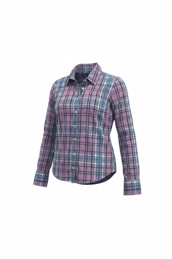 TOMMY HILFIGER Πουκάμισο Καρό Casual Logo Μωβ-Μπλε Γυναικείο S