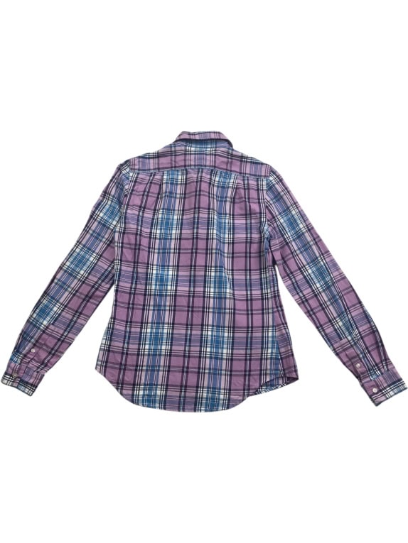 TOMMY HILFIGER Πουκάμισο Καρό Casual Logo Μωβ-Μπλε Γυναικείο S