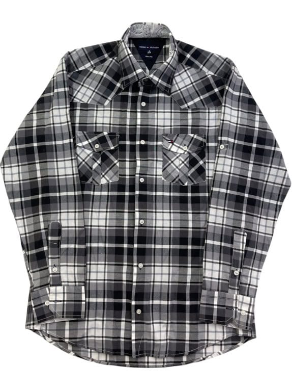 TOMMY HILFIGER ΠΟΥΚΑΜΙΣΟ ΚΑΡΟ ΓΚΡΙ ΜΑΥΡΟ ΑΝΤΡΙΚΟ PRE OWNED M