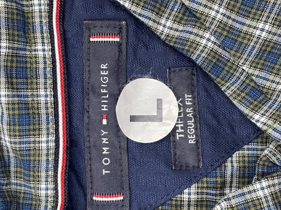 TOMMY HILFIGER ΠΟΥΚΑΜΙΣΟ ΚΑΡΟ ΜΠΛΕ ΑΝΤΡΙΚΟ PRE OWNED L