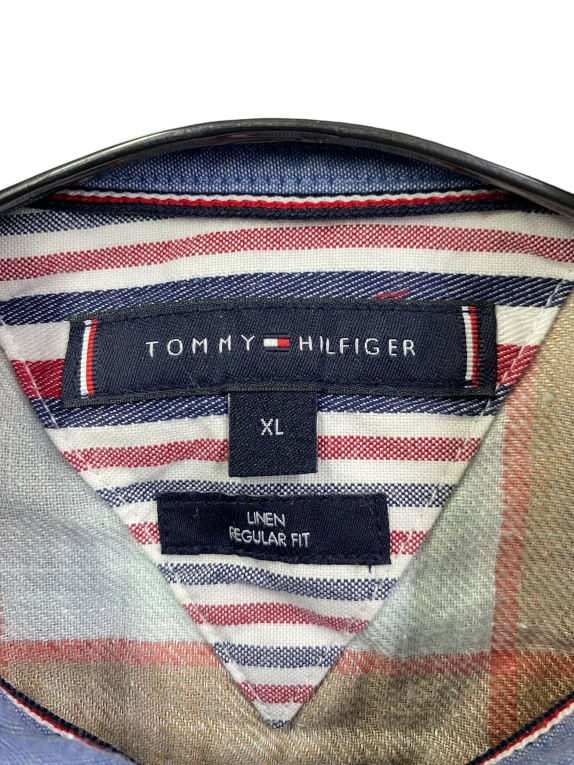 TOMMY HILFIGER ΠΟΥΚΑΜΙΣΟ ΛΙΝΟ REGULAR FIT ΚΑΡΟ ΠΟΛΥΧΡΩΜΟ ΑΝΔΡΙΚΟ XL