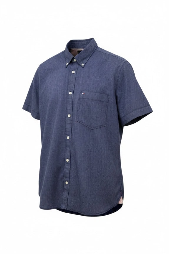 TOMMY HILFIGER CAMICIA MINIMAL BLU NAVY UOMO PRE OWNED L