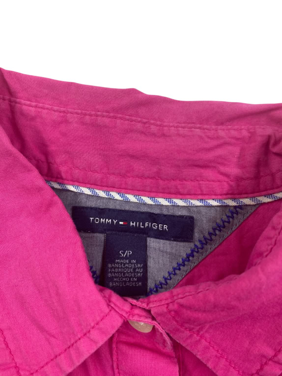 TOMMY HILFIGER Πουκάμισο Μονόχρωμο Casual Logo Φούξια Γυναικείο S