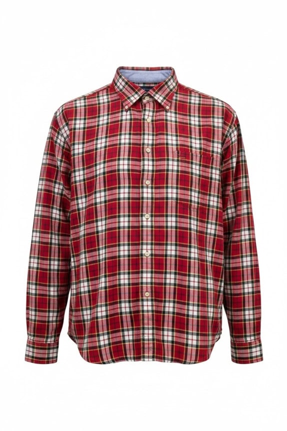 TOMMY HILFIGER PLAID SHIRT RETRO RED MEN PRE OWNED XL