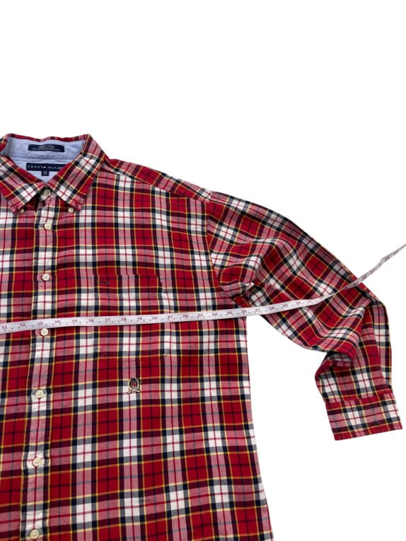 TOMMY HILFIGER ΠΟΥΚΑΜΙΣΟ PLAID ΡΕΤΡΟ ΚΟΚΚΙΝΟ ΑΝΤΡΙΚΟ PRE OWNED XL