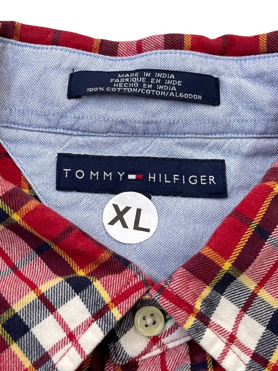 TOMMY HILFIGER ΠΟΥΚΑΜΙΣΟ PLAID ΡΕΤΡΟ ΚΟΚΚΙΝΟ ΑΝΤΡΙΚΟ PRE OWNED XL
