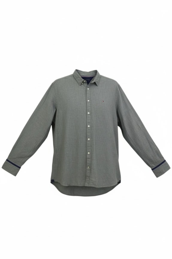 TOMMY HILFIGER CAMICIA REGULAR FIT CON LOGO GRIGIO-VERDE UNISEX XL