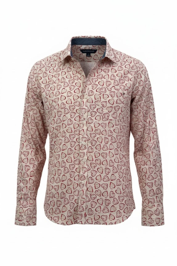 TOMMY HILFIGER CAMICIA RETRO BIANCO ROSSO UOMO M usata