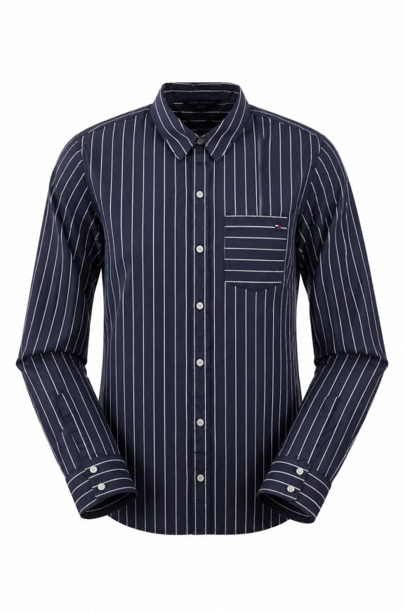 TOMMY HILFIGER STRIPED SHIRT MINIMAL NAVY MEN PRE OWNED S