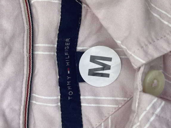 TOMMY HILFIGER SHIRT STRIPED PINK WOMEN PRE OWNED M