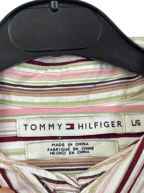 TOMMY HILFIGER ΠΟΥΚΑΜΙΣΟ VINTAGE ΠΟΛΥΧΡΩΜΟ ΡΙΓΕ ΓΥΝΑΙΚΕΙΟ L pre-owned