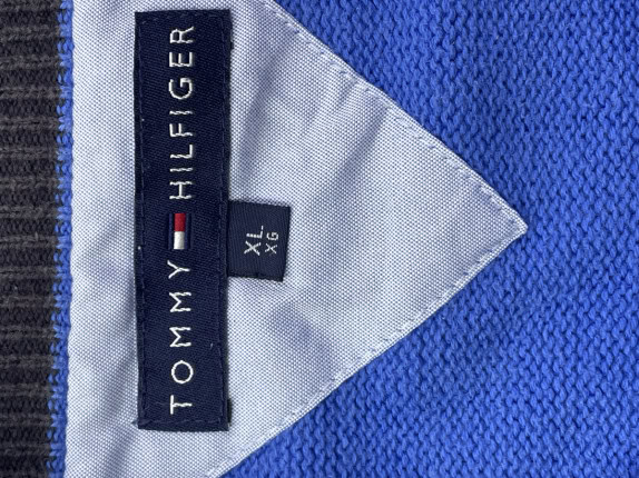 TOMMY HILFIGER PULLOVER MINIMAL BLUE MEN PRE OWNED XL