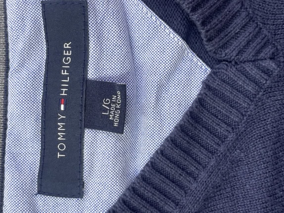 TOMMY HILFIGER MAGLIONE SCOLLO V MINIMAL NAVY UOMO PRE OWNED L