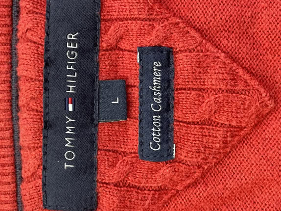 TOMMY HILFIGER ΠΟΥΛΟΒΕΡ V NECK ΜΟΝΟΧΡΩΜΟ ΚΟΚΚΙΝΟ ΑΝΤΡΙΚΟ PRE OWNED L