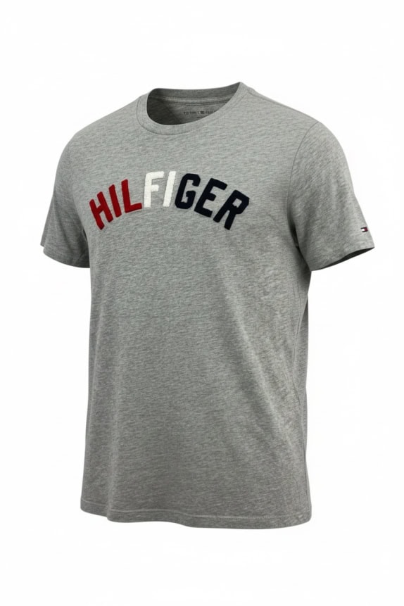 TOMMY HILFIGER T-Shirt Logo Print Γκρι Ανδρικό S