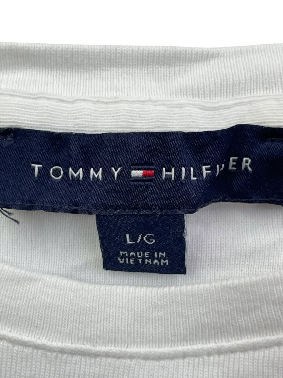 TOMMY HILFIGER TOP PATTERNED WHITE WOMENS PRE OWNED L