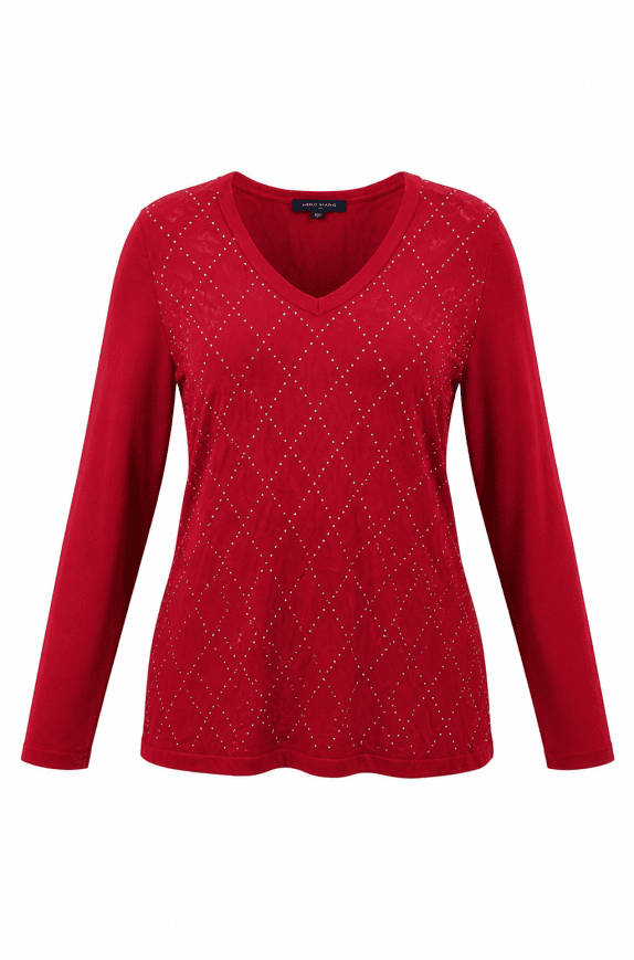 TOMMY HILFIGER TOP EMBELLISHED RED WOMEN PRE OWNED XL