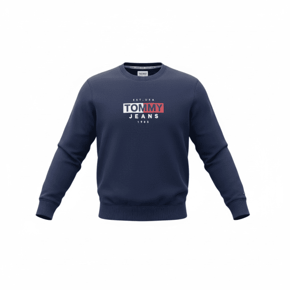 TOMMY JEANS FELPA GIROCOLLO CASUAL CON LOGO BLU SCURO UOMO XS