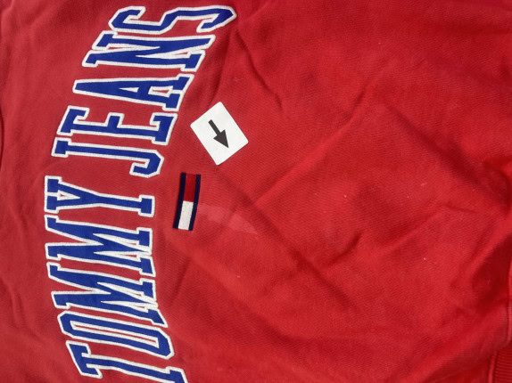 TOMMY JEANS FELPA CREWNECK COLLEGIATE ROSSA UNISEX PRE OWNED L