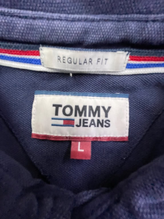 TOMMY JEANS POLO SHIRT LOGO BLUE UNISEX L
