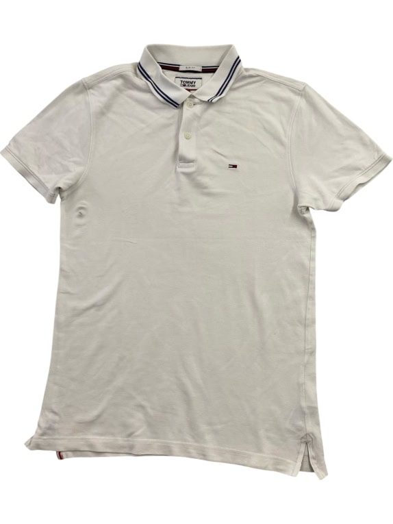 TOMMY JEANS Μπλούζα Polo Slim Fit Λογότυπο Λευκή Ανδρική S