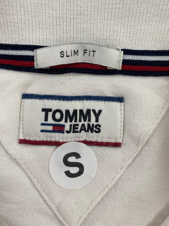 TOMMY JEANS Μπλούζα Polo Slim Fit Λογότυπο Λευκή Ανδρική S