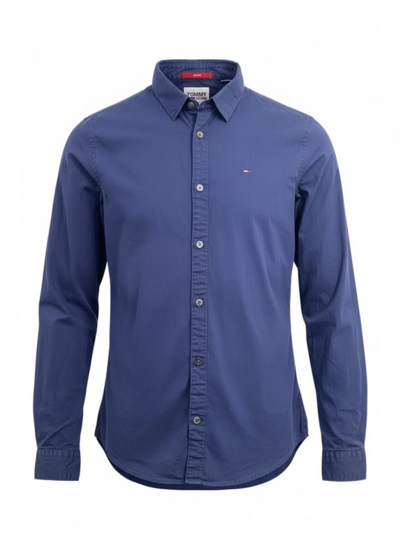 TOMMY JEANS Camicia slim fit con logo ricamato blu scuro da uomo M