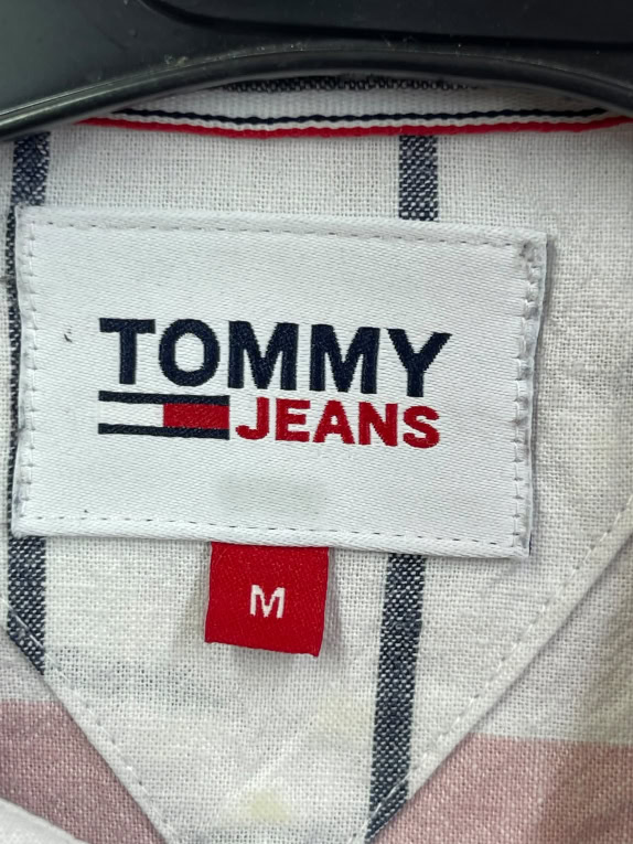 Tommy Jeans Ριγέ Κοντομάνικο Πουκάμισο Ροζ Λευκό Size M