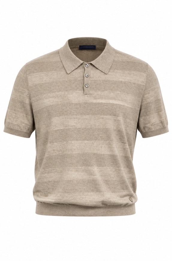 TRU TRUSSARDI POLO SHIRT MINIMAL BEIGE MEN PRE OWNED S