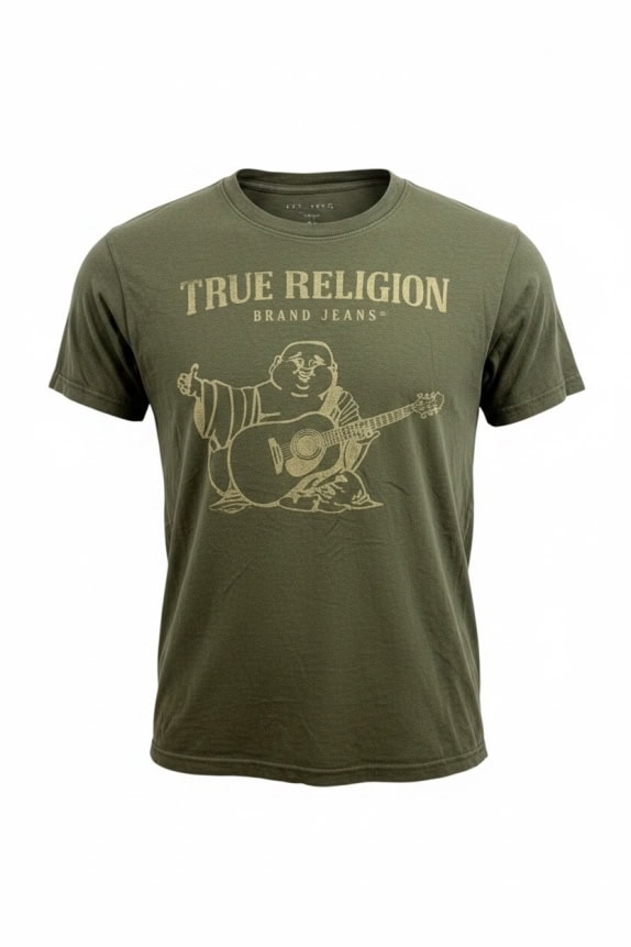 TRUE RELIGION T-SHIRT LOGO KHAKI UNISEX M