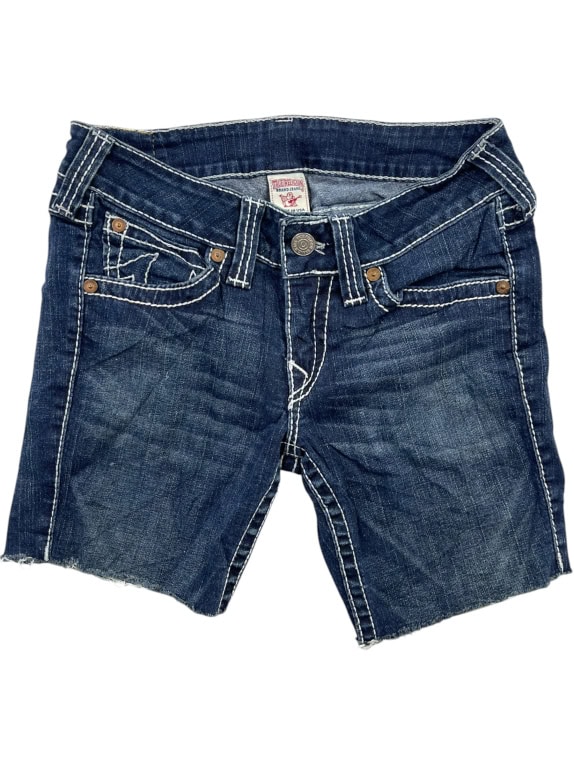 TRUE RELIGION ΤΖΙΝ ΣΟΡΤΣ Y2K BIG T EMBROIDERED LOGO ΜΠΛΕ UNISEX S